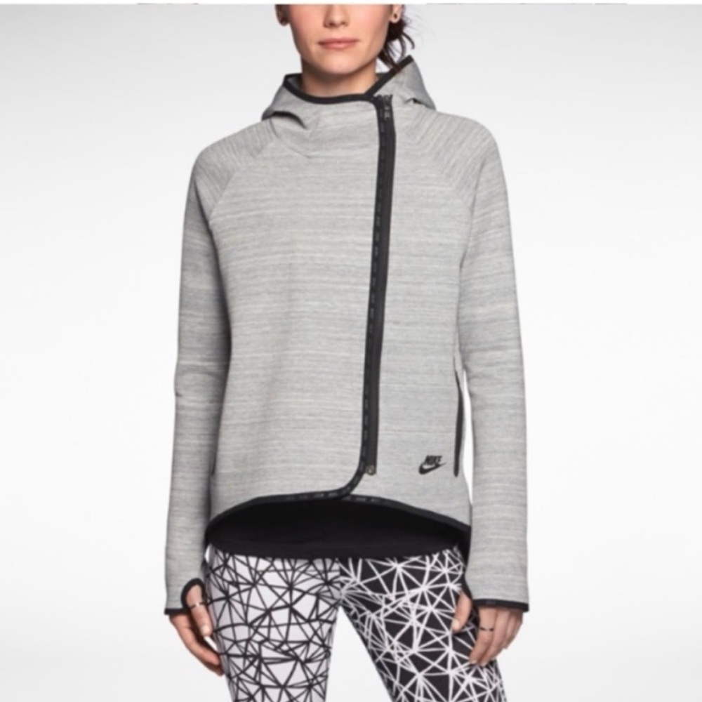 Women’s Nike Light Gray Hooded Zip Jacket with Black Trim